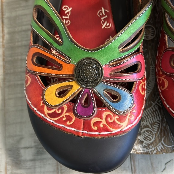 L’ARTISTE SPRING STEP WOMENS COOA HAND PAINTED LEATHER CLOG SIZE 40/9 - Picture 4 of 14